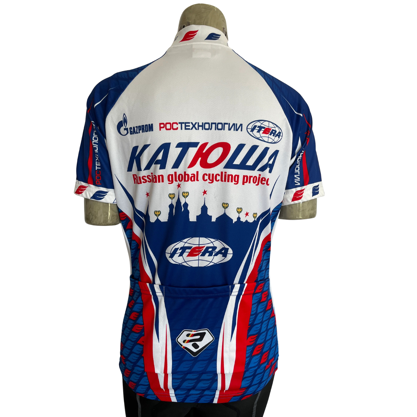Santini Katusha 1/4 zip jersey white/blue