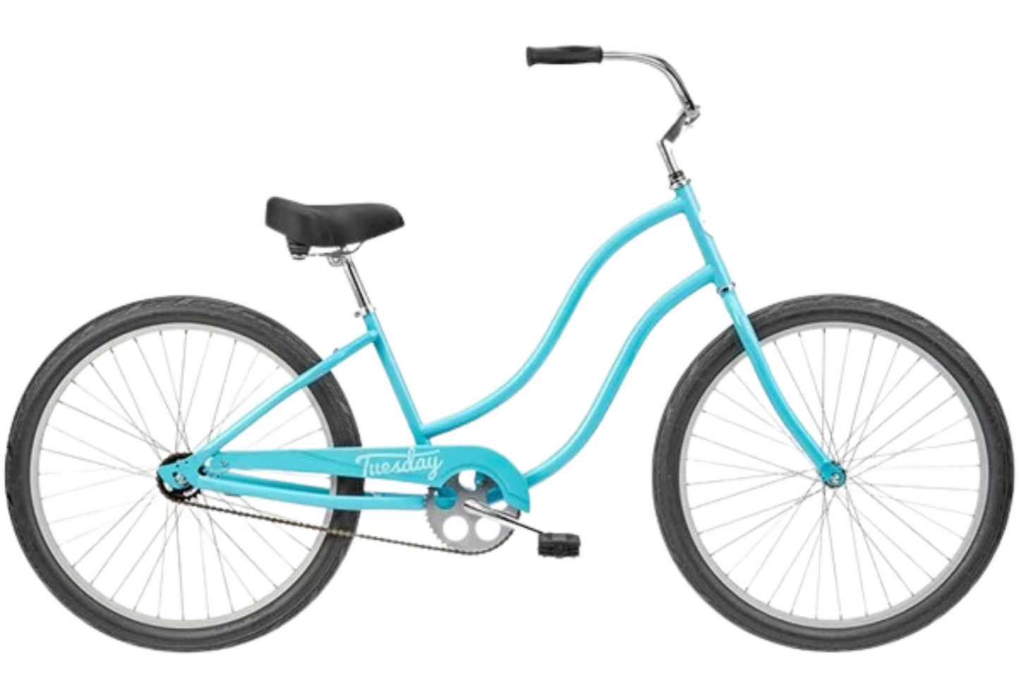 Turquoise bicycle on a white background