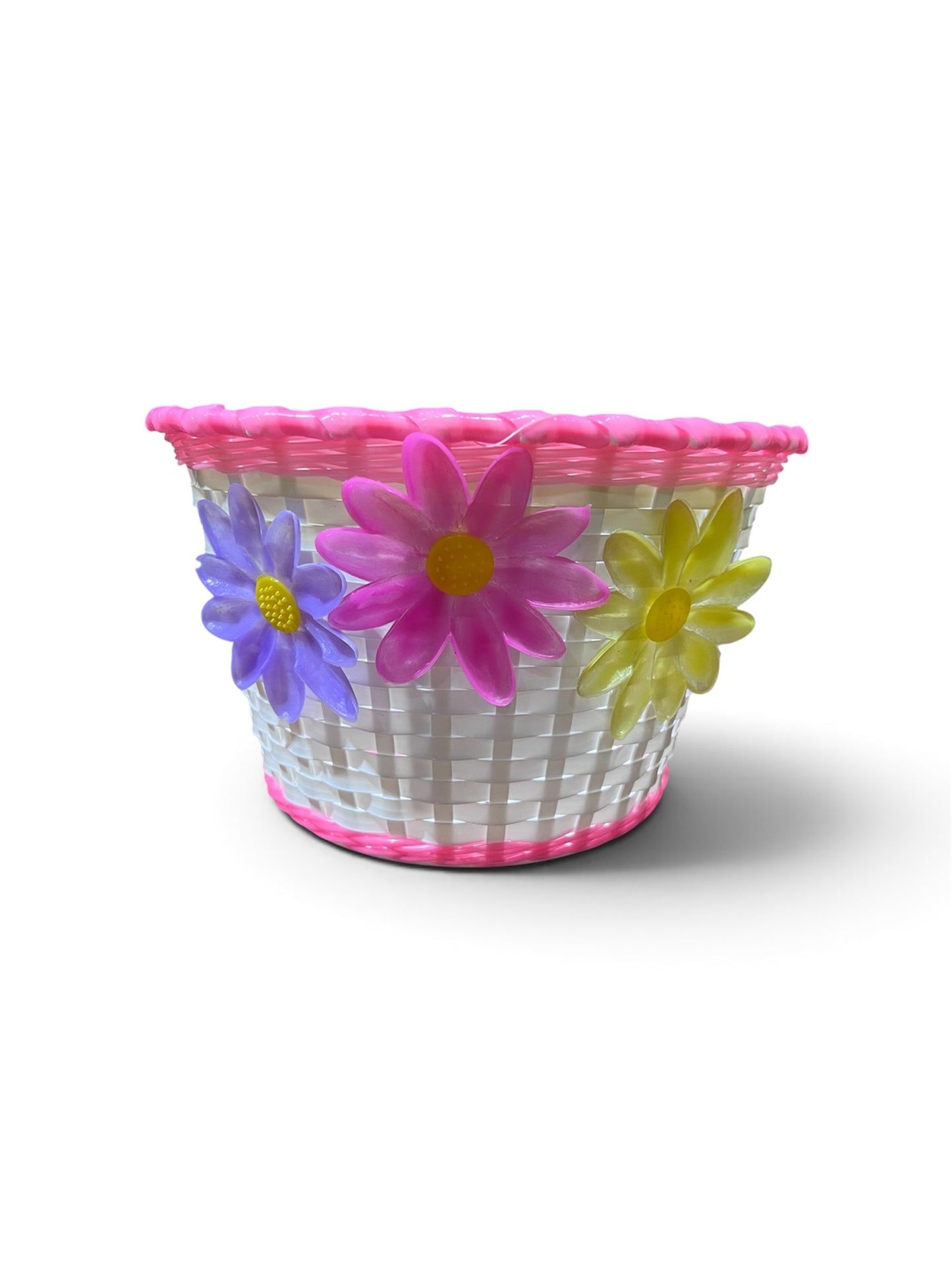 Bikes-up Plastic Basket with Flowers white/pink