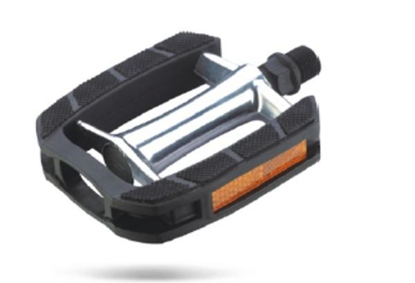 QBP PEDAL - ALLOY MTB PLATFORM - 9/16 - RUBBER KRATON TOP -SILVER