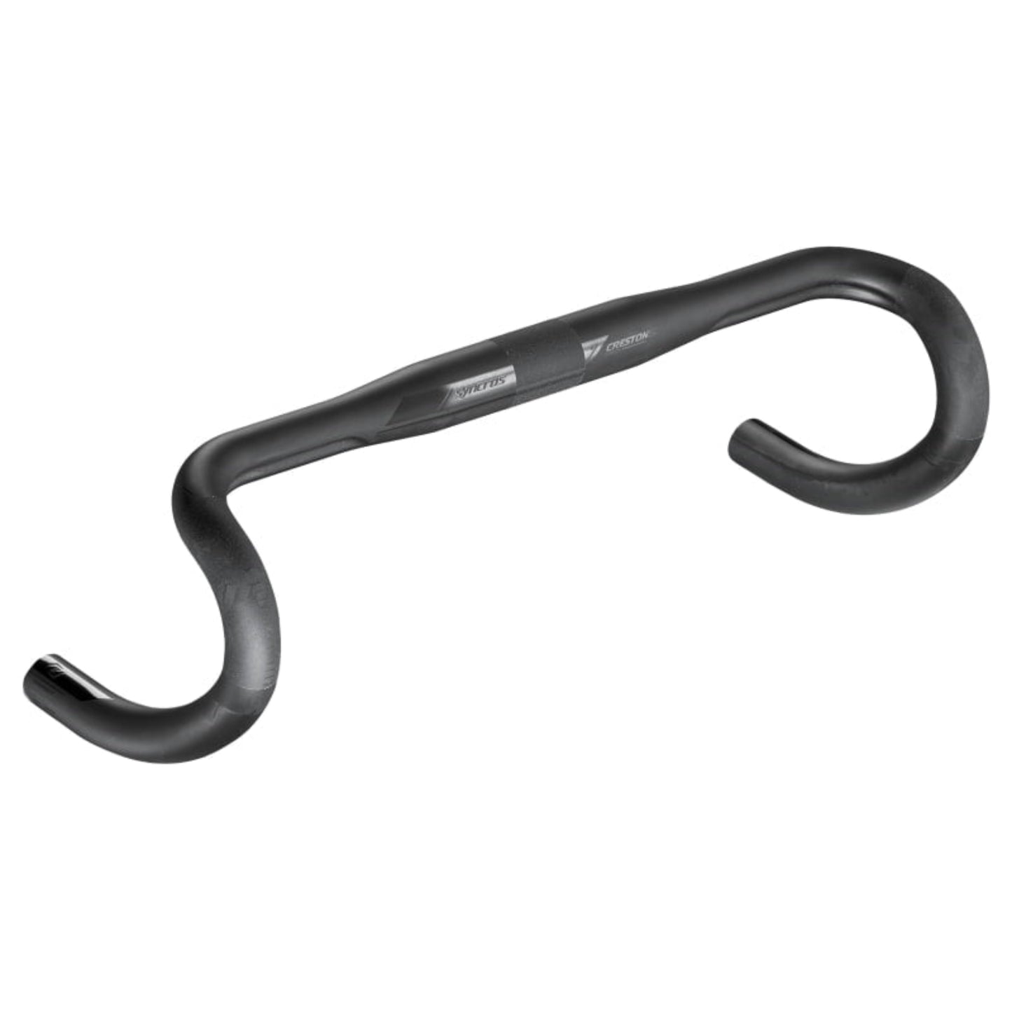 Black bicycle handlebar on a white background