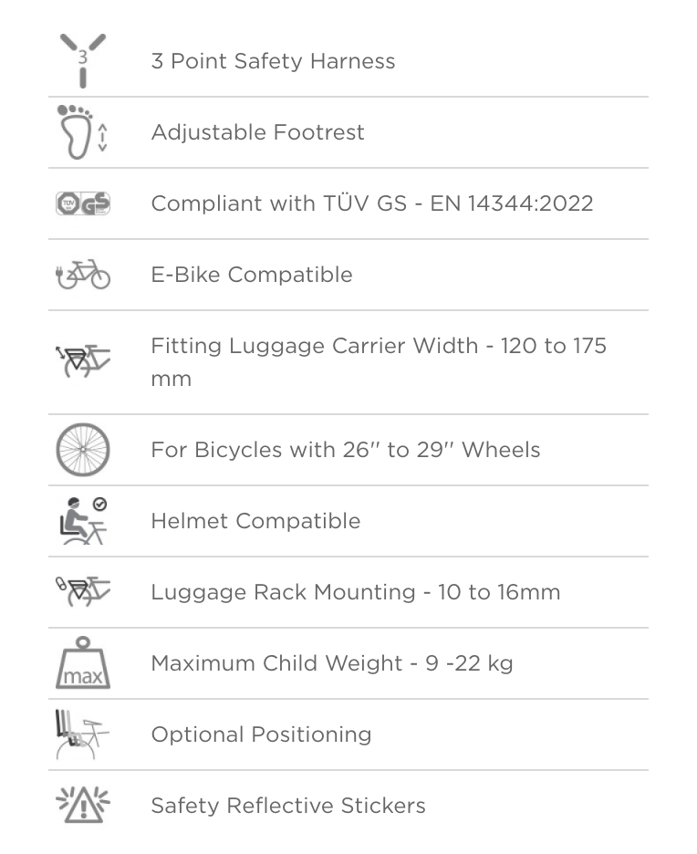 POLISPORT Joy Baby Seat | Rack Mounting