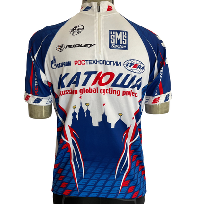Santini Katusha 1/4 zip jersey white/blue