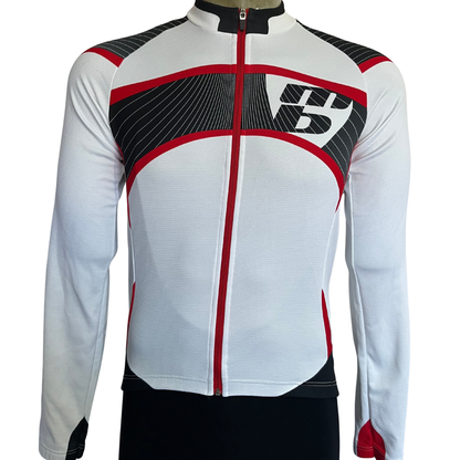 Bergamo Titanium Long Sleeve full zip jersey white/red/black