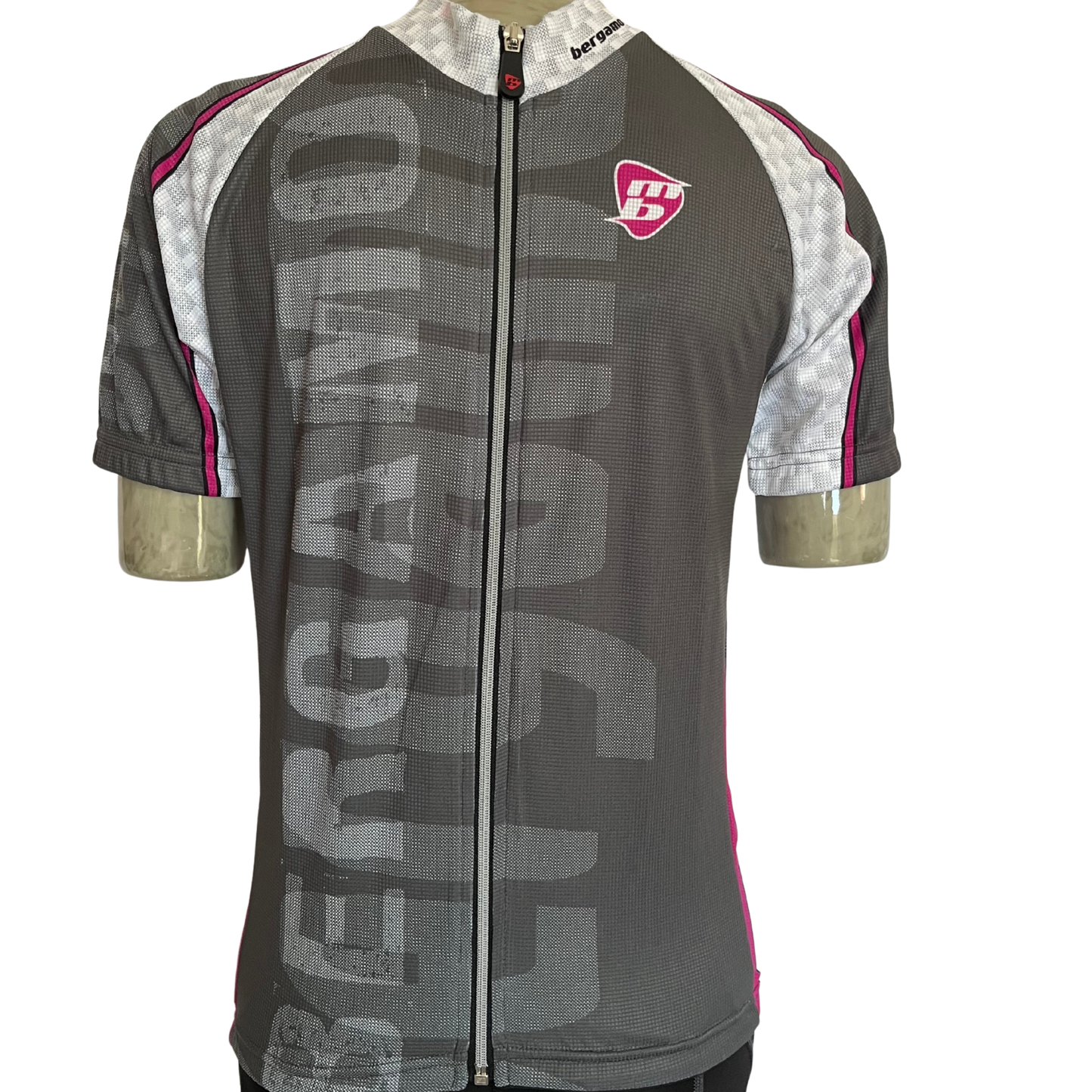 Bergamo Manica Corta full zip jersey grey/pink