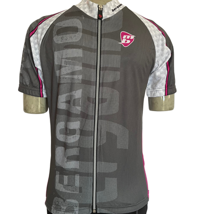 Bergamo Manica Corta full zip jersey grey/pink