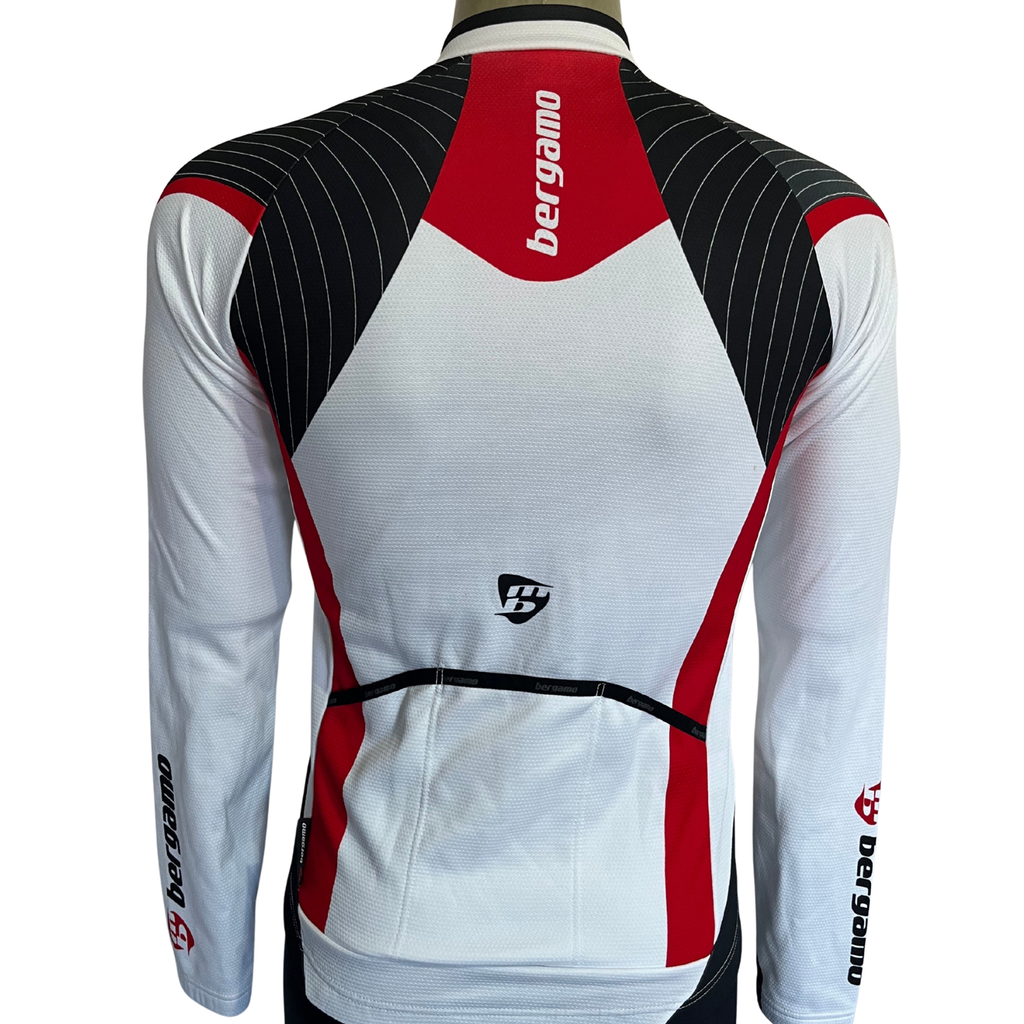 Bergamo Titanium Long Sleeve full zip jersey white/red/black