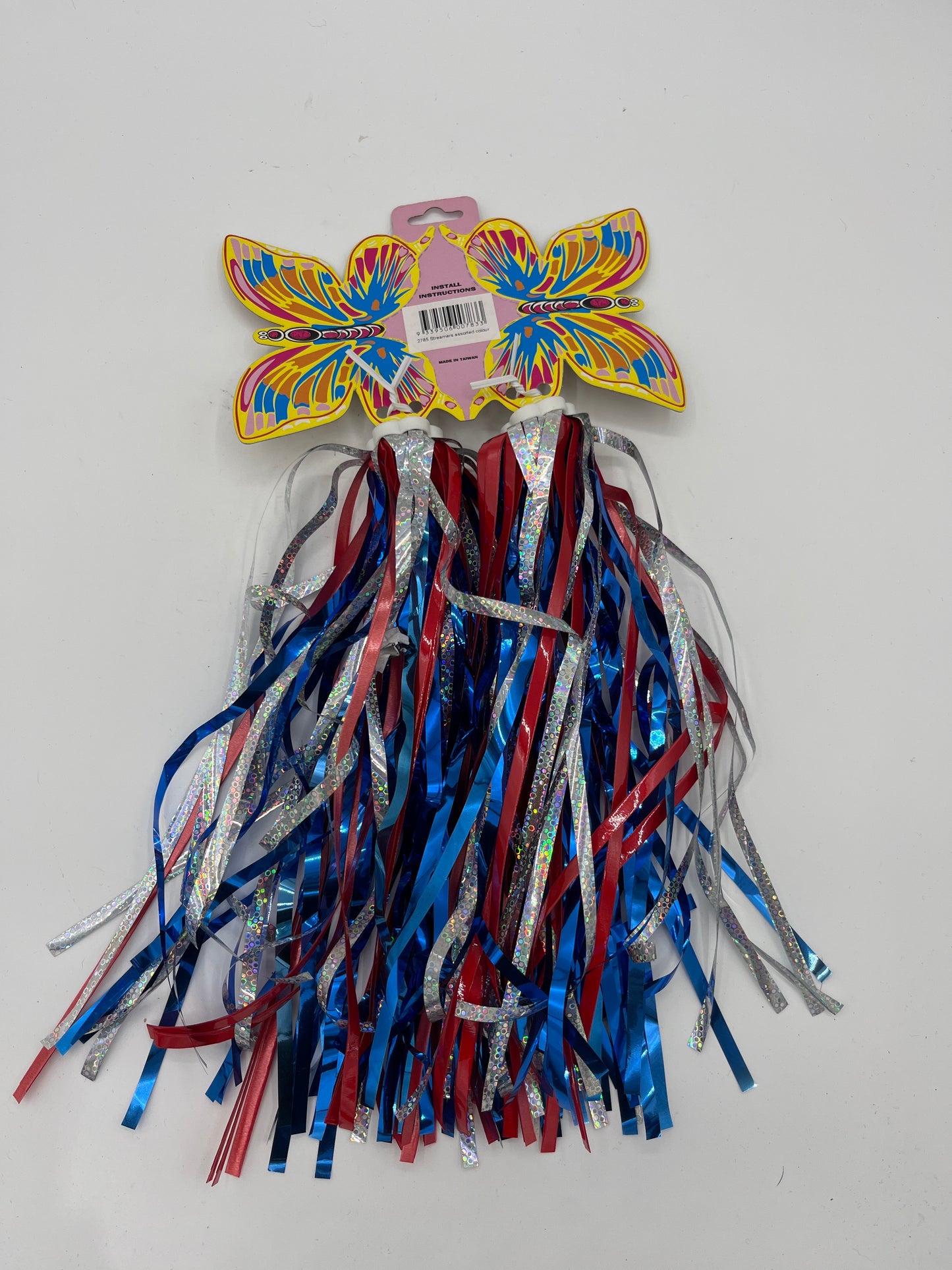 BIKE STREAMERS BUTTERFLY SILVER Red BLUE