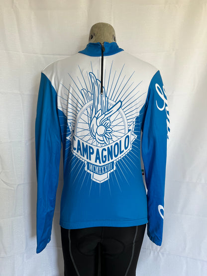 Campagnolo Rising Wheel long sleeve1/4 zip  jersey white/blue