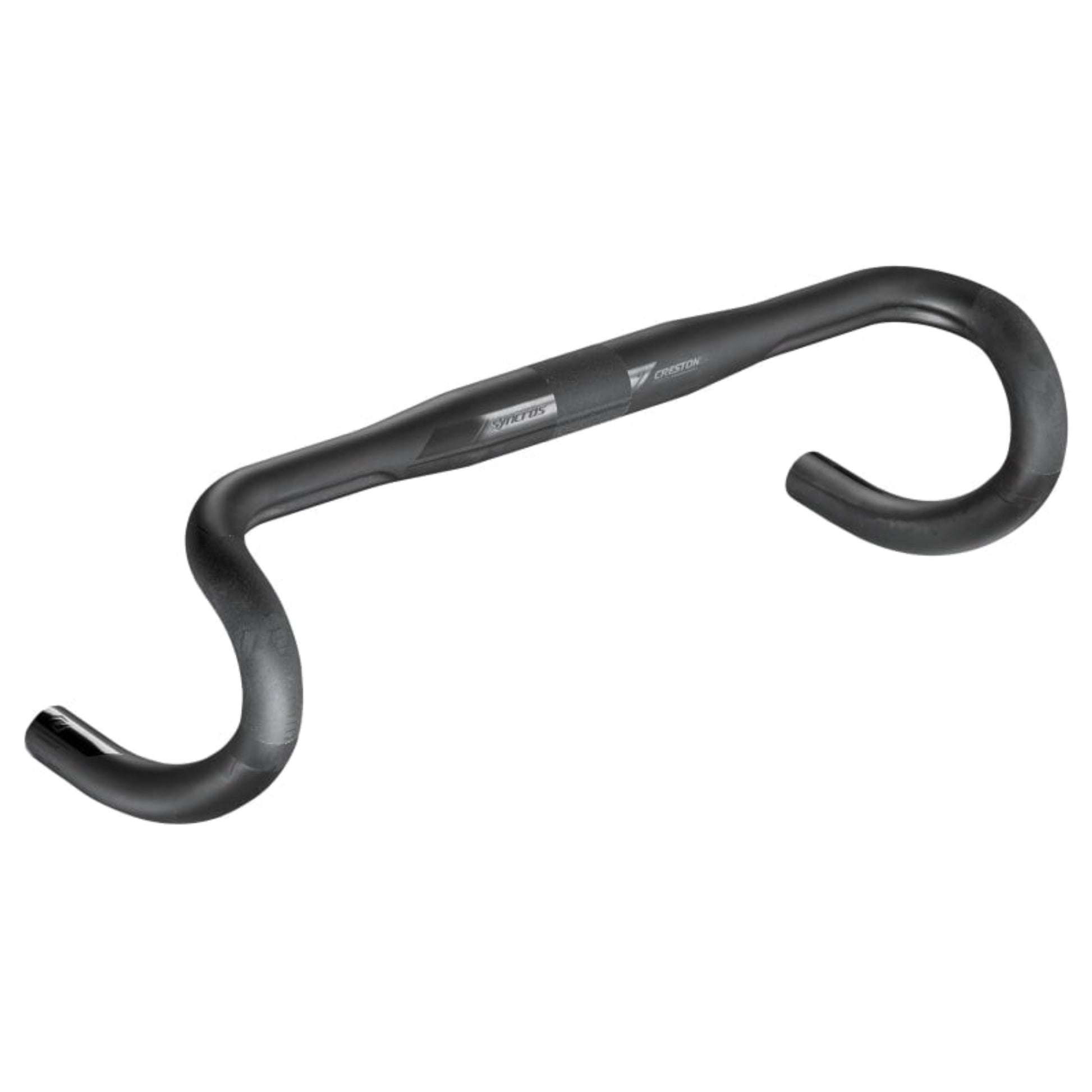 Black bicycle handlebar on a white background