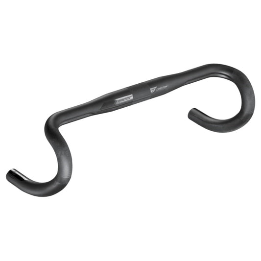 Black bicycle handlebar on a white background