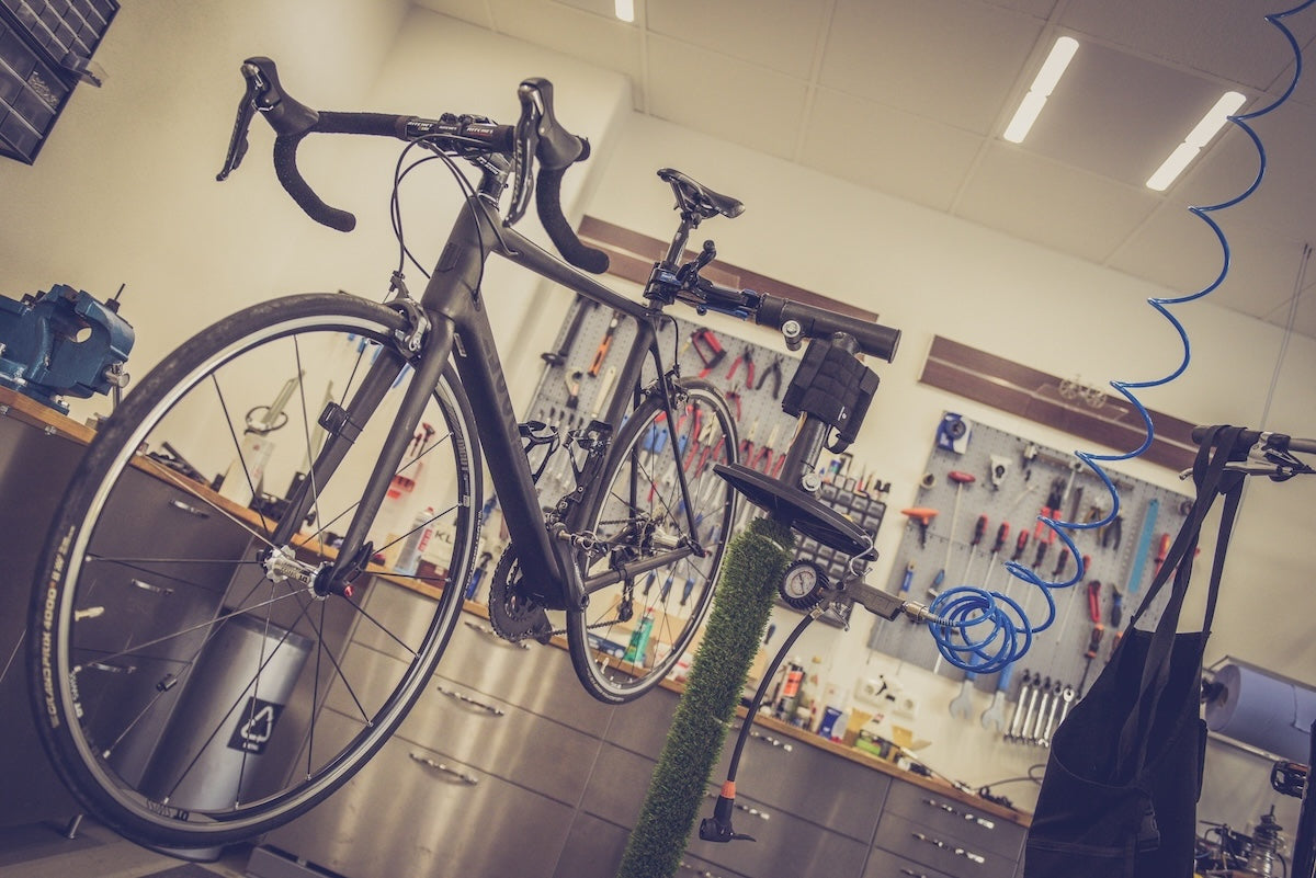Servicing a bicycle at The Bicycle Exchange workshop in Williamstown Melbourne